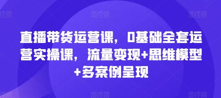 直播带货运营课，0基础全套运营实操课，流量变现+思维模型+多案例呈现-大象聊项目