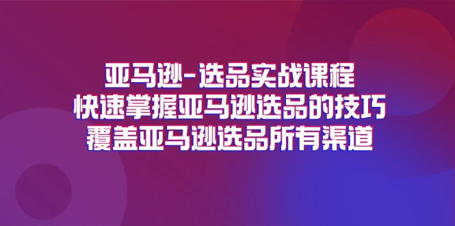 （11620期）亚马逊-选品实战课程，快速掌握亚马逊选品的技巧，覆盖亚马逊选品所有渠道-大象聊项目