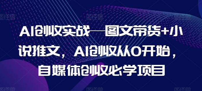 AI创收实战—图文带货+小说推文，AI创收从0开始，自媒体创收必学项目-大象聊项目