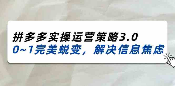 2024-2025拼多多实操运营策略3.0,0~1完美蜕变,解决信息焦虑(38节)-大象聊项目