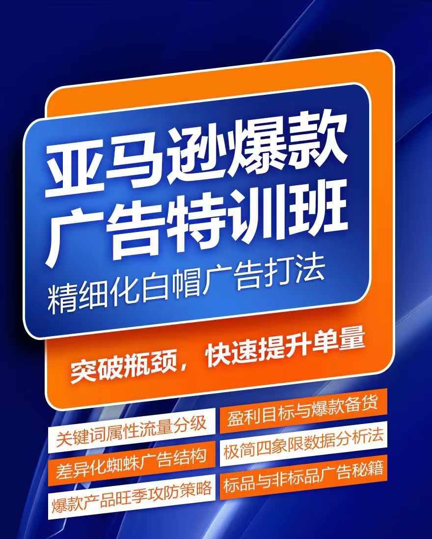 亚马逊爆款广告特训班，快速掌握亚马逊关键词库搭建方法，有效优化广告数据并提升旺季销量-大象聊项目