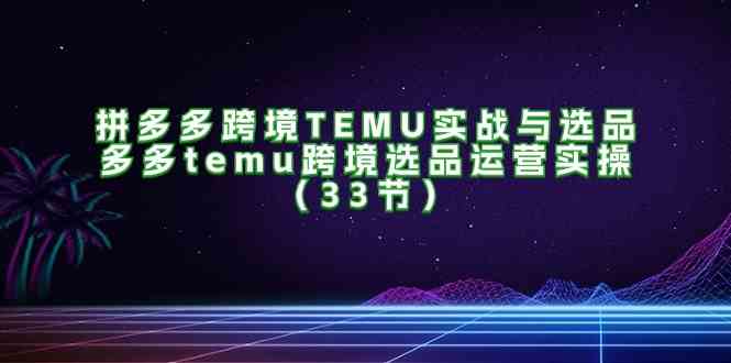 拼多多跨境TEMU实战与选品，多多temu跨境选品运营实操（33节）-大象聊项目