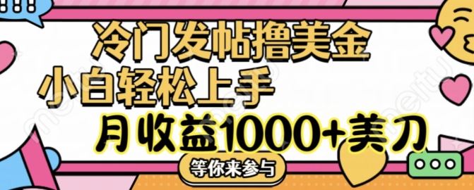 冷门发帖撸美金项目，月收益1000+美金，简单无脑，干就完了【揭秘】-大象聊项目
