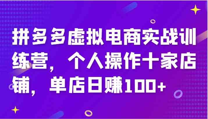 拼多多虚拟电商实战训练营，个人操作十家店铺，单店日赚100+-大象聊项目