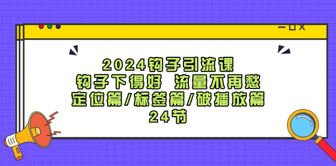 2024钩子引流课：钩子下得好流量不再愁，定位篇/标签篇/破播放篇/24节-大象聊项目