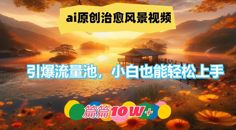 ai原创治愈风景视频，引爆流量池，小白也能轻松上手，篇篇10w+-大象聊项目