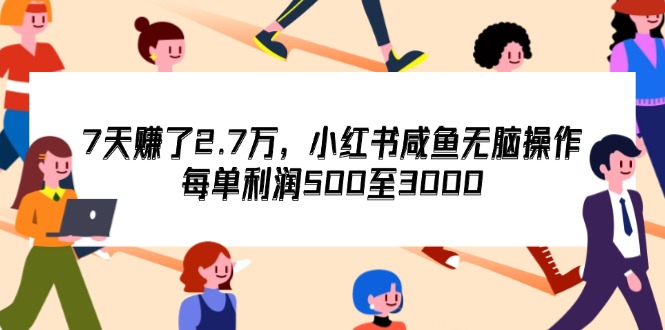 （12192期）7天收了2.7万，小红书咸鱼无脑操作，每单利润500至3000-大象聊项目