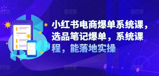 小红书电商爆单系统课，选品笔记爆单，系统课程，能落地实操-大象聊项目