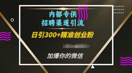 内部招聘渠道日引流300+创业粉，加爆你的微信【揭秘】-大象聊项目