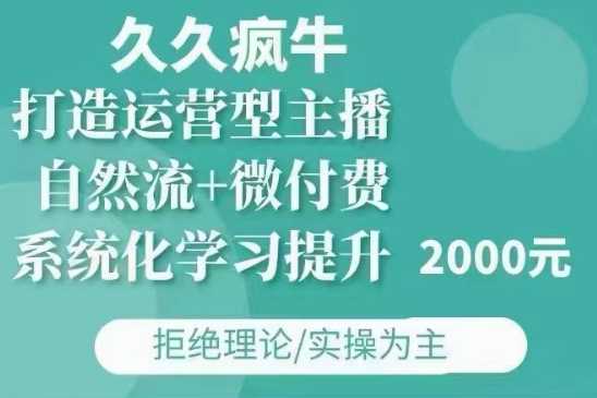 久久疯牛·自然流+微付费(12月23更新)打造运营型主播，包11月+12月-大象聊项目