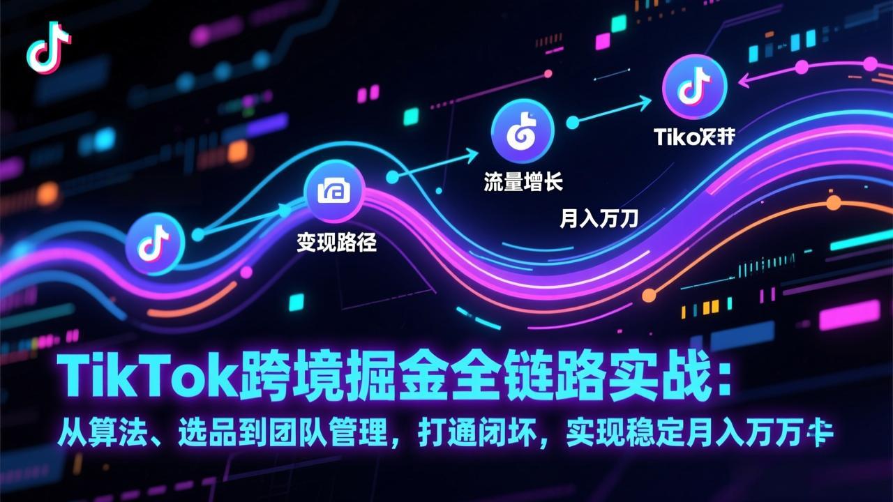 TikTok跨境掘金全链路实战：从算法、选品到团队管理，打通闭环，实现稳定月入万刀-大象聊项目