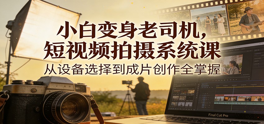 小白变身老司机，短视频拍摄系统课，从设备选择到成片创作全掌握-大象聊项目