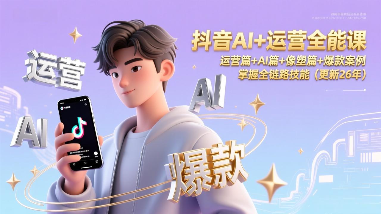 抖音AI+运营全能课，运营篇+AI篇+像塑篇+爆款案例，掌握全链路技能(更新26年-大象聊项目
