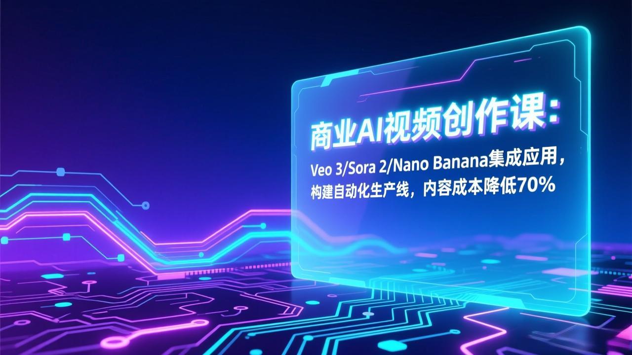 商业AI视频创作课：Veo 3/Sora 2/Nano Banana集成应用，构建自动化生产线，内容成本降低70%-大象聊项目