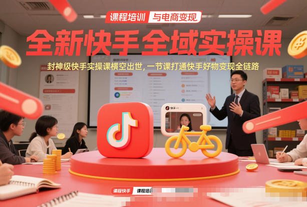 全新快手全域实操课，封神级快手实操课横空出世，一节课打通快手好物变现全链路-大象聊项目