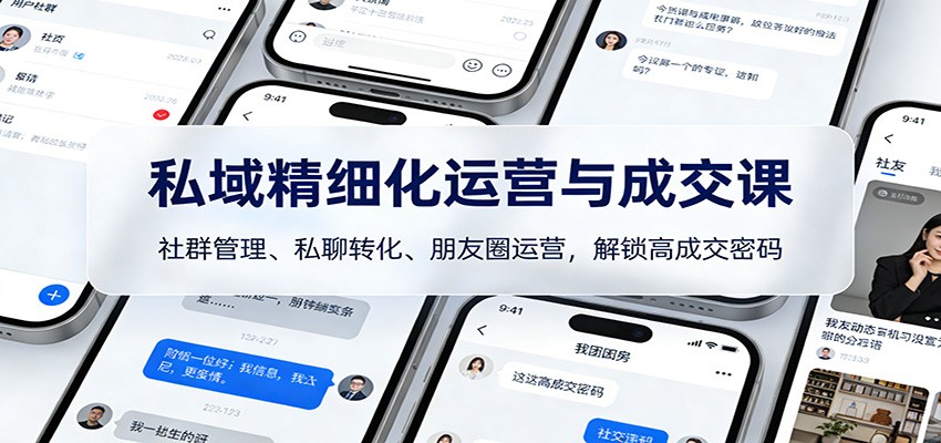 私域精细化运营与成交课：社群管理、私聊转化、朋友圈运营，解锁高成交密码-大象聊项目