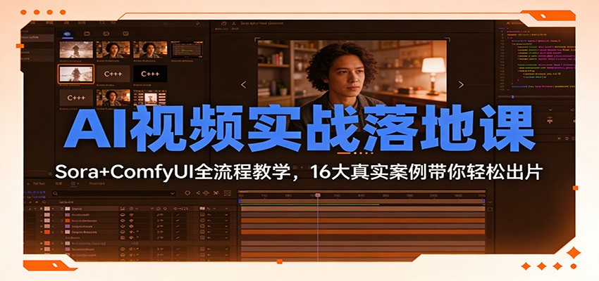 AI视频实战落地课：Sora+ComfyUI全流程教学，16大真实案例带你轻松出片-大象聊项目
