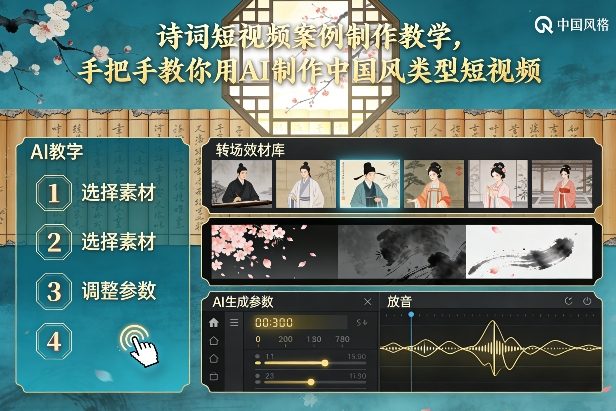 古诗词短视频案例制作教学，手把手教你用AI制作中国风类型短视频-大象聊项目