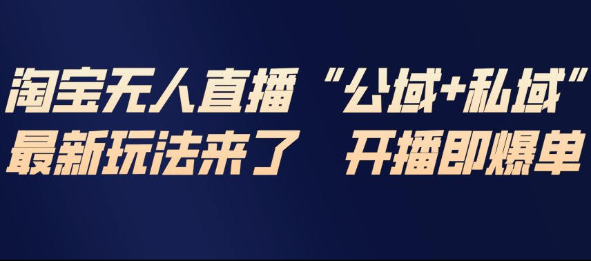 淘宝无人直播完整教程，公试+私域，最新玩法来了，开播即爆单-大象聊项目