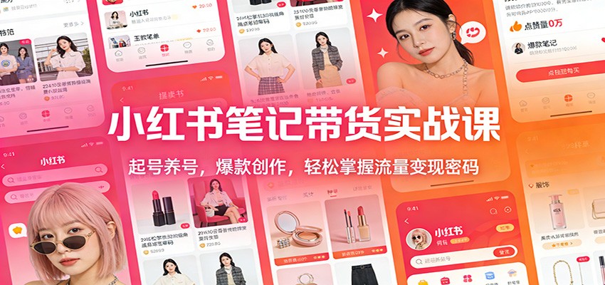 小红书笔记带货实战课：起号养号，爆款创作，轻松掌握流量变现密码-大象聊项目