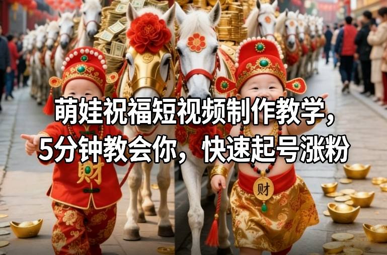 萌娃祝福短视频制作教学，5分钟教会你，快速起号涨粉-大象聊项目