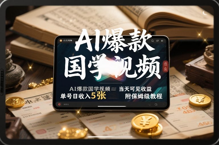 AI爆款国学视频，独家起号方法，小白直接上手，当天可见收益，单号日收入5张+附保姆级教程-大象聊项目