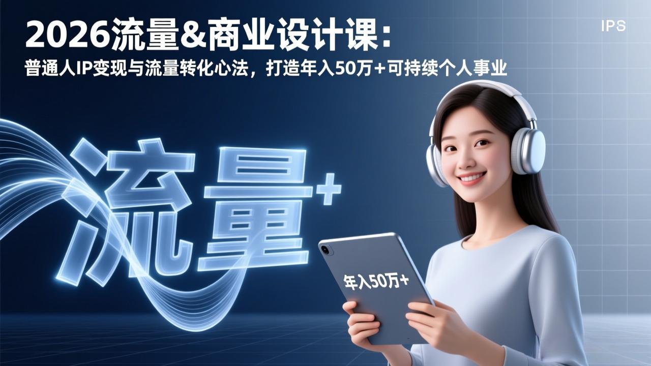 2026流量&商业设计课：普通人IP变现与流量转化心法，打造年入50万+可持续个人事业-大象聊项目