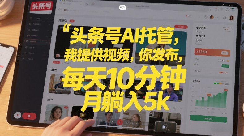 头条号AI托管，我提供视频，你发布，每天10分钟，月躺入5k+【揭秘】-大象聊项目