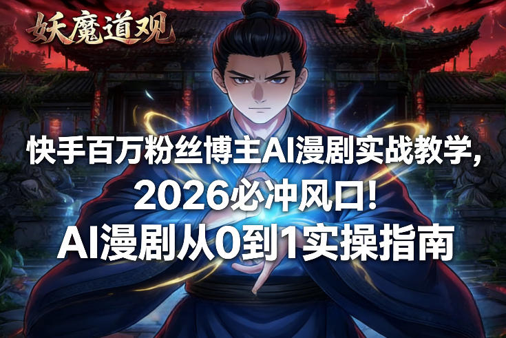 快手百万粉丝博主AI漫剧实战教学，2026必冲风口！AI漫剧从0到1实操指南-大象聊项目
