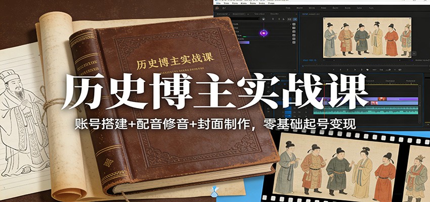 历史博主实战课：账号搭建+配音修音+封面制作，零基础起号变现-大象聊项目