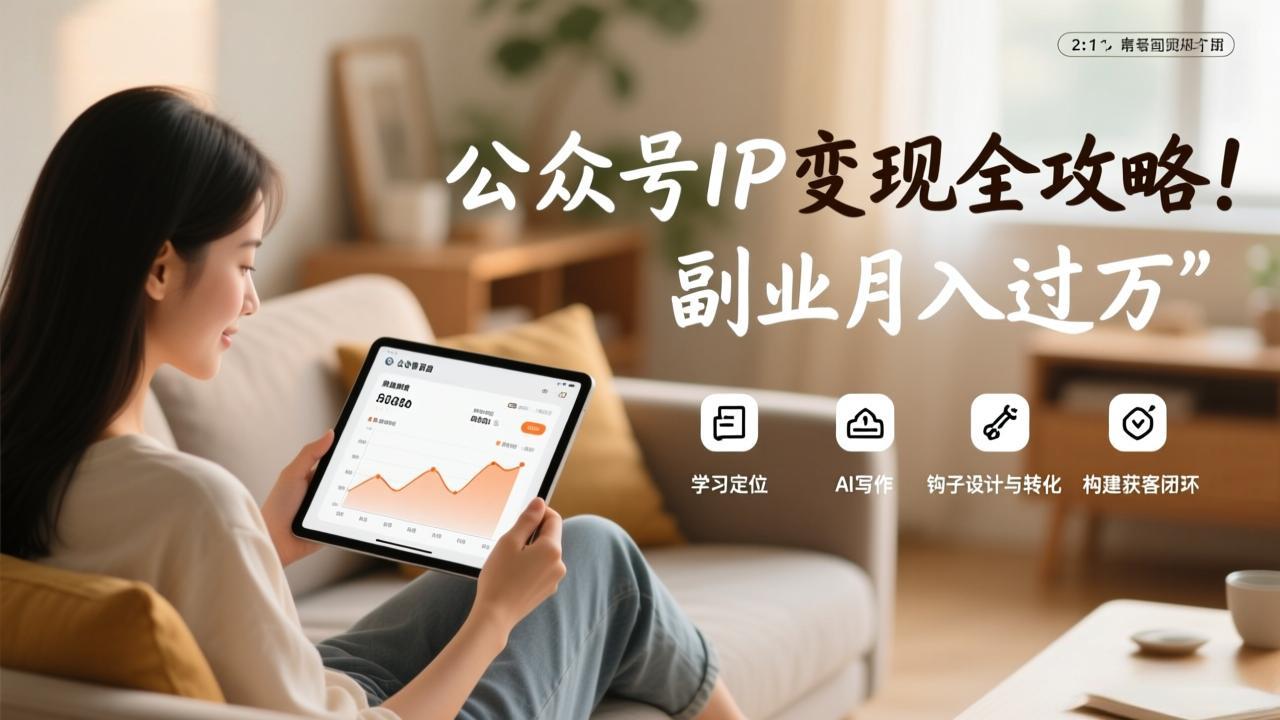公众号IP变现全攻略，学习定位、AI写作、钩子设计与转化，构建获客闭环，副业月入过万-大象聊项目