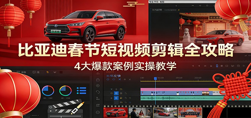 比亚迪春节短视频剪辑全攻略，4大爆款案例实操教学-大象聊项目