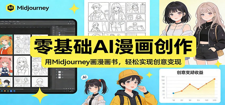 零基础AI漫画创作：用Midjourney画漫画书，轻松实现创意变现-大象聊项目