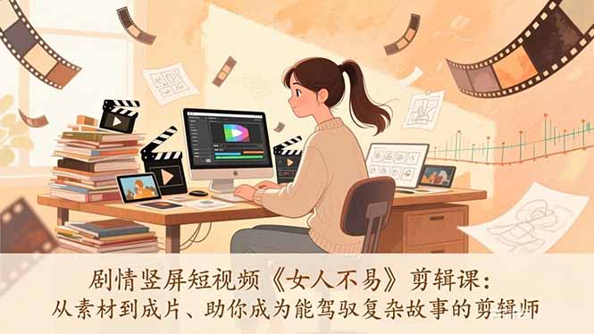 剧情竖屏短视频《女人不易》剪辑课：从素材到成片、助你成为能驾驭复杂故事的剪辑师-大象聊项目