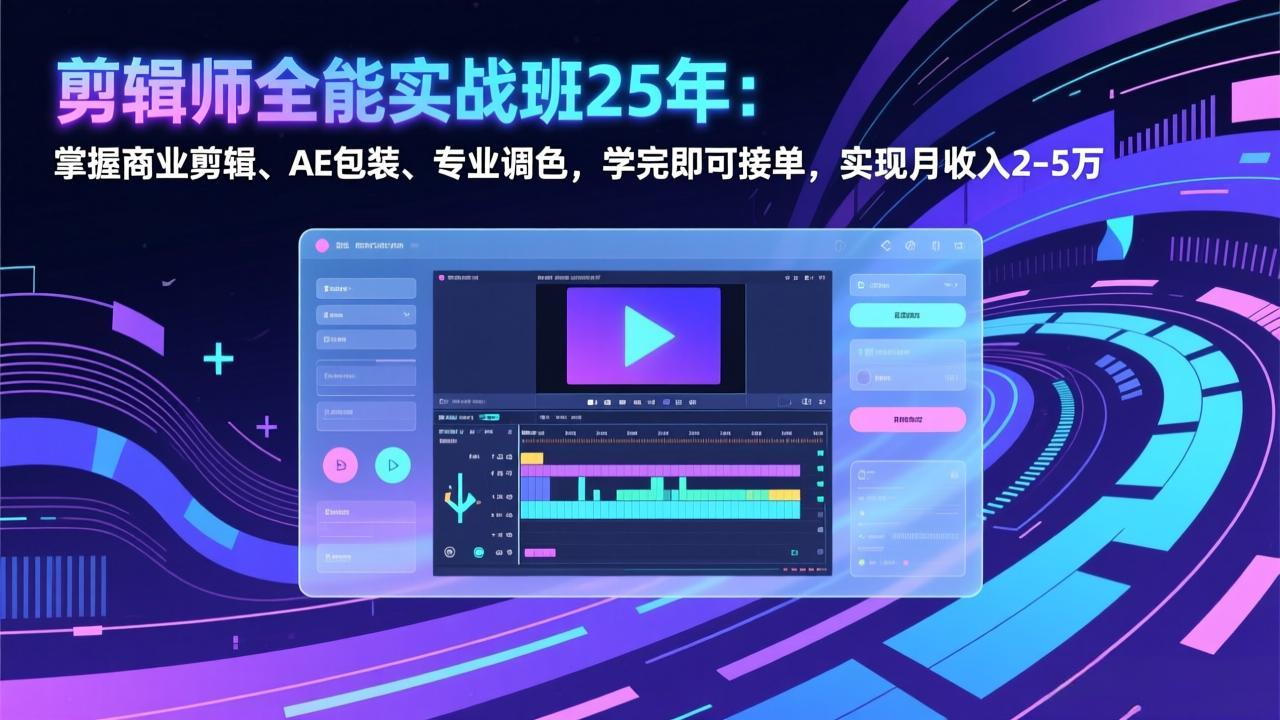 剪辑师全能实战班25年：掌握商业剪辑、AE包装、专业调色，学完即可接单，实现月收入2-5万-大象聊项目