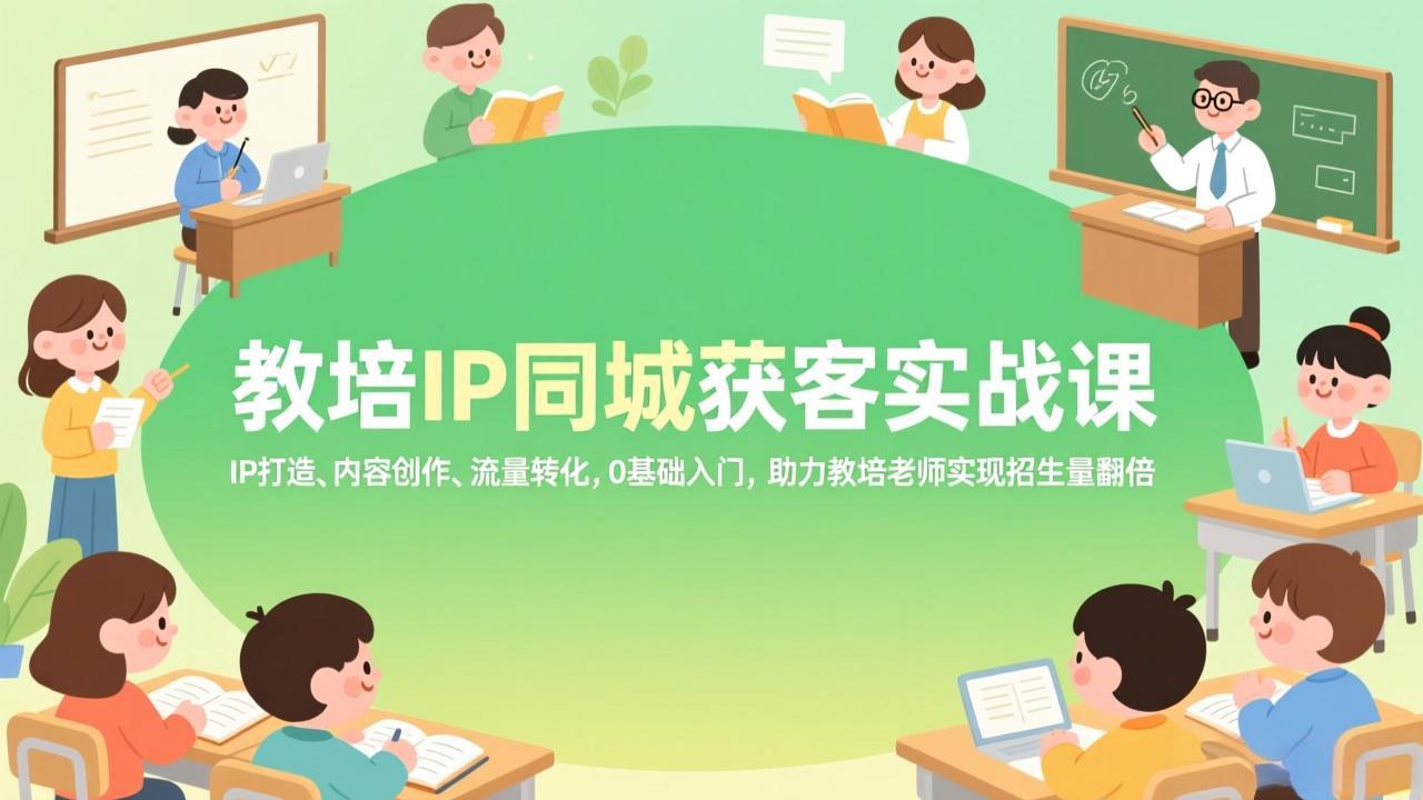 教培IP同城获客实战课，IP打造、内容创作、流量转化，0基础入门，助力教培老师实现招生量翻倍-大象聊项目