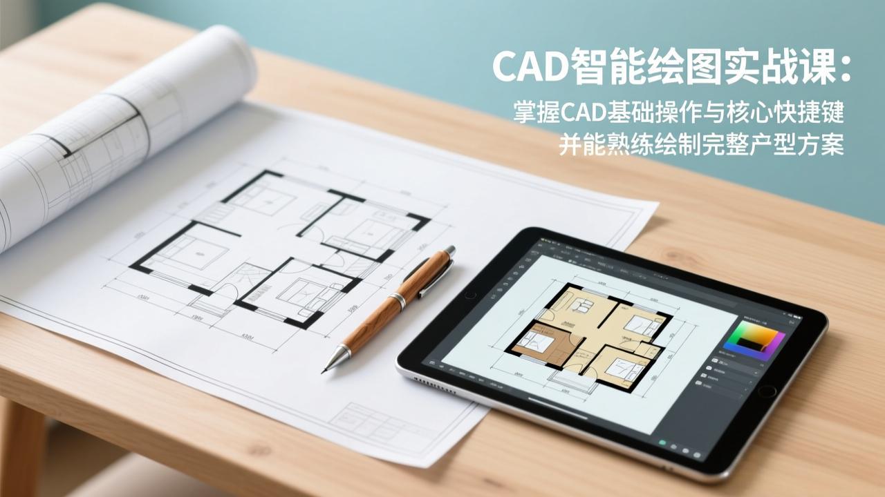 CAD智能绘图实战课：掌握CAD基础操作与核心快捷键，并能熟练绘制完整户型方案-大象聊项目