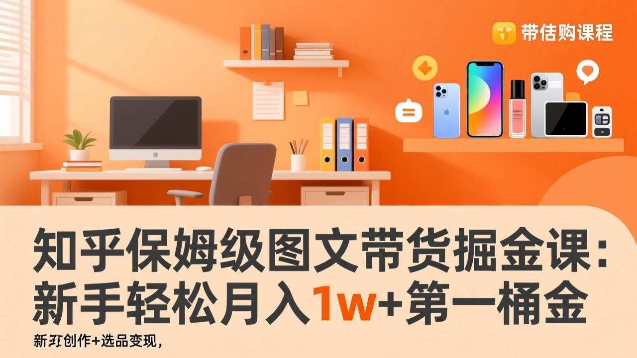 知乎保姆级图文带货掘金课：账号打造+爆文创作+选品变现，新手轻松月入1w+第一桶金-大象聊项目