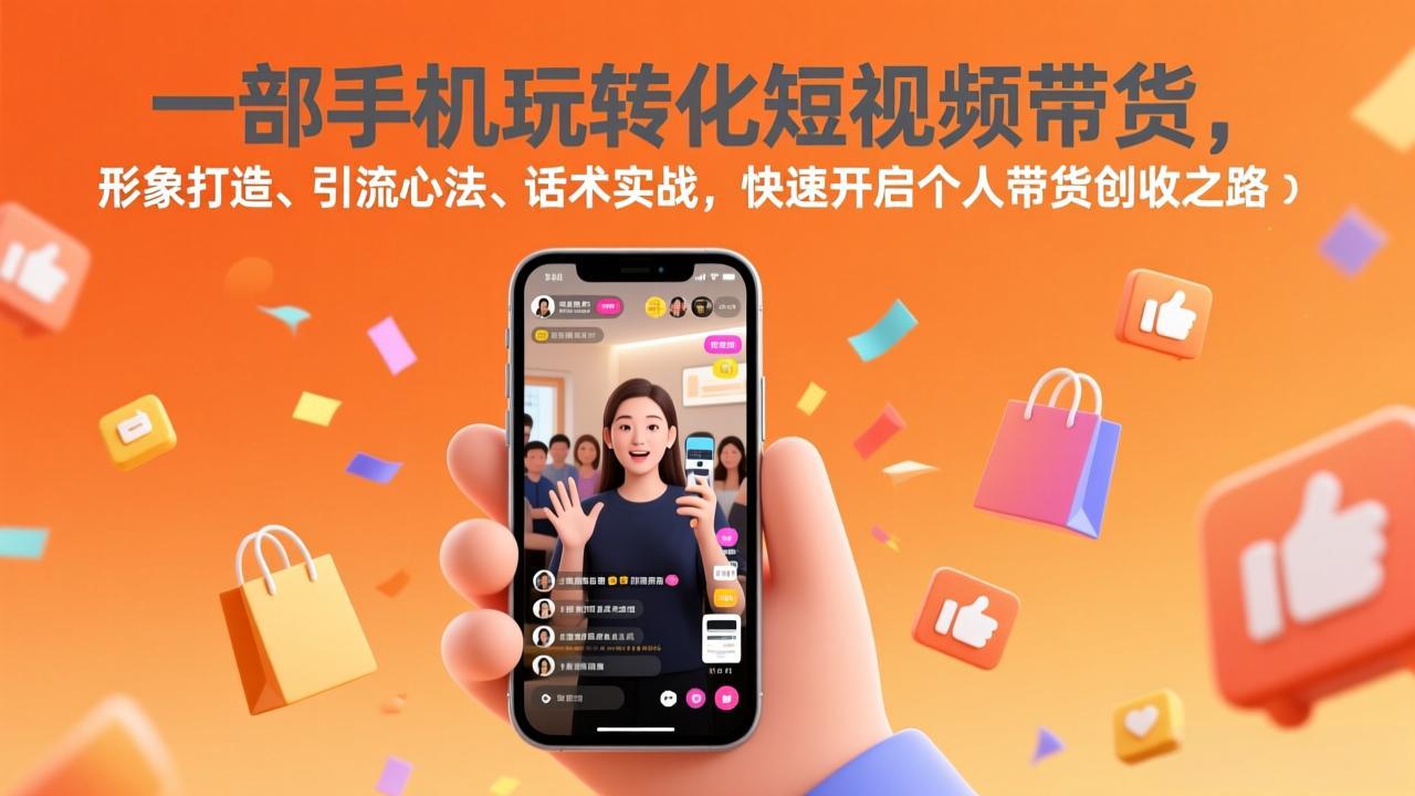 一部手机玩转化短视频带货，形象打造、引流心法、话术实战，快速开启个人带货创收之路-大象聊项目