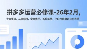 拼多多运营必修课-26年2月，十大模块、从零到精、全景教学，系统筑基，小白也能稳定日出百单-大象聊项目