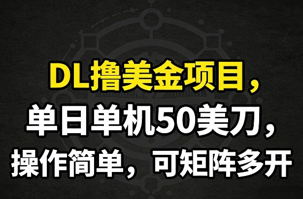 DL撸美金项目，单日单机50美刀，操作简单，可矩阵多开-大象聊项目