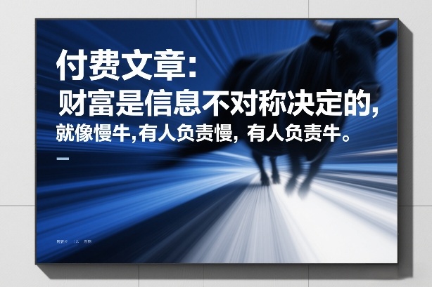 付费文章：财富是信息不对称决定的，就像慢牛，有人负责慢，有人负责牛-大象聊项目