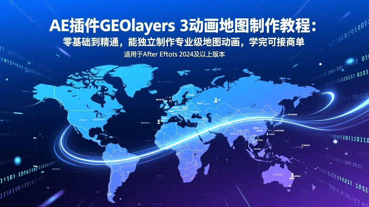AE插件GEOlayers 3动画地图制作教程：零基础到精通，能独立制作专业级地图动画，学完可接商单-大象聊项目