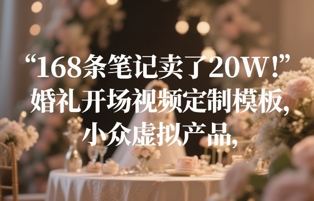 168条笔记卖了20W！婚礼开场视频定制模板，小众虚拟产品-大象聊项目