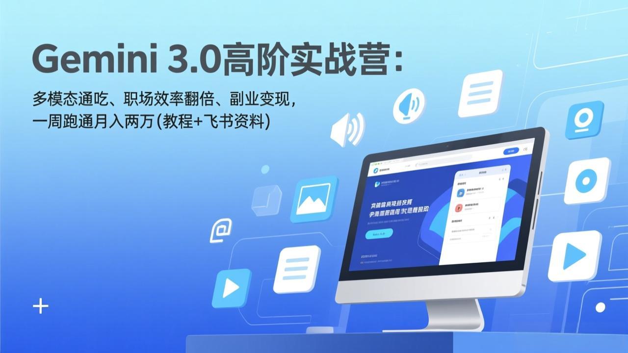 Gemini 3.0高阶实战营：多模态通吃、职场效率翻倍、副业变现，一周跑通月入两万(教程+飞书资料-大象聊项目