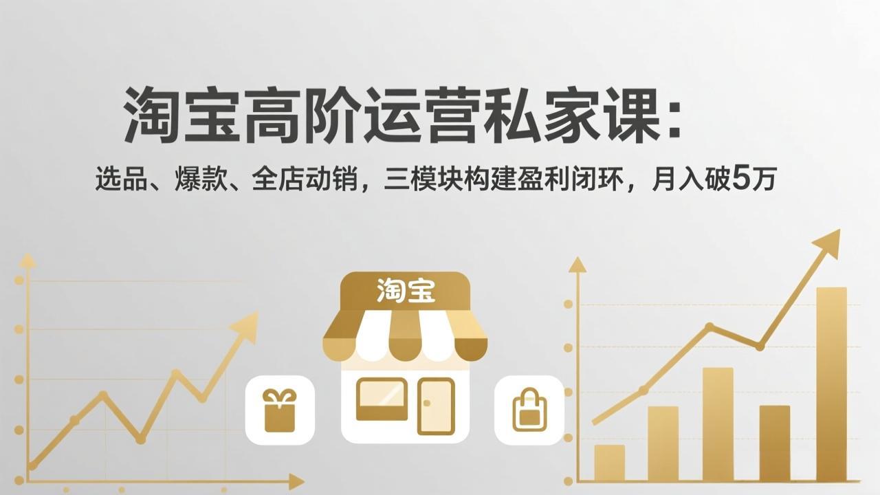 淘宝高阶运营私家课：选品、爆款、全店动销，三模块构建盈利闭环，月入破5万(更新26年2月-大象聊项目