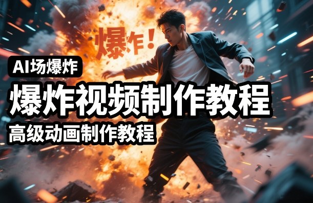 AI场景爆炸视频制作教程，利用人物实拍视频制作出高级的动画特效-大象聊项目