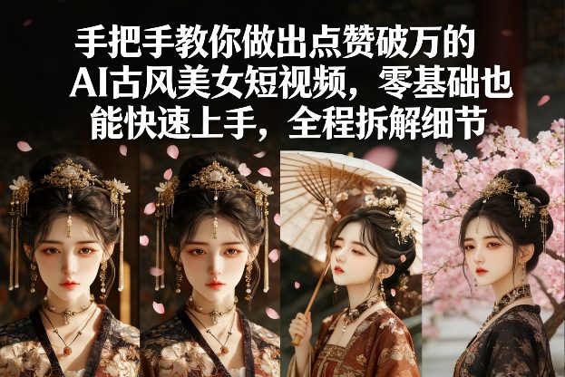 手把手教你做出点赞破万的AI古风美女短视频，零基础也能快速上手，全程拆解细节-大象聊项目