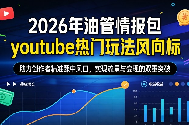 2026年油管情报包，youtube热门玩法风向标，助力创作者精准踩中风口，实现流量与变现的双重突破(更新)-大象聊项目