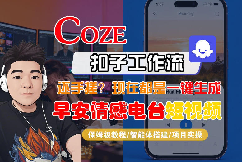【Coze工作流搭建实操教程】【coze】早安情感电台日签视频还在手动做？用扣子工作流自动生成，省时90%-大象聊项目